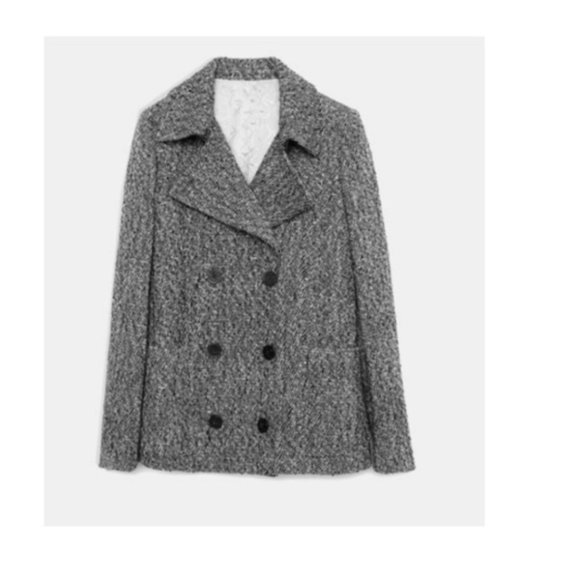 Zadig & Voltaire Miles Deluxe Double-Breasted Coat Gris Peacoat - Picture 4 of 10